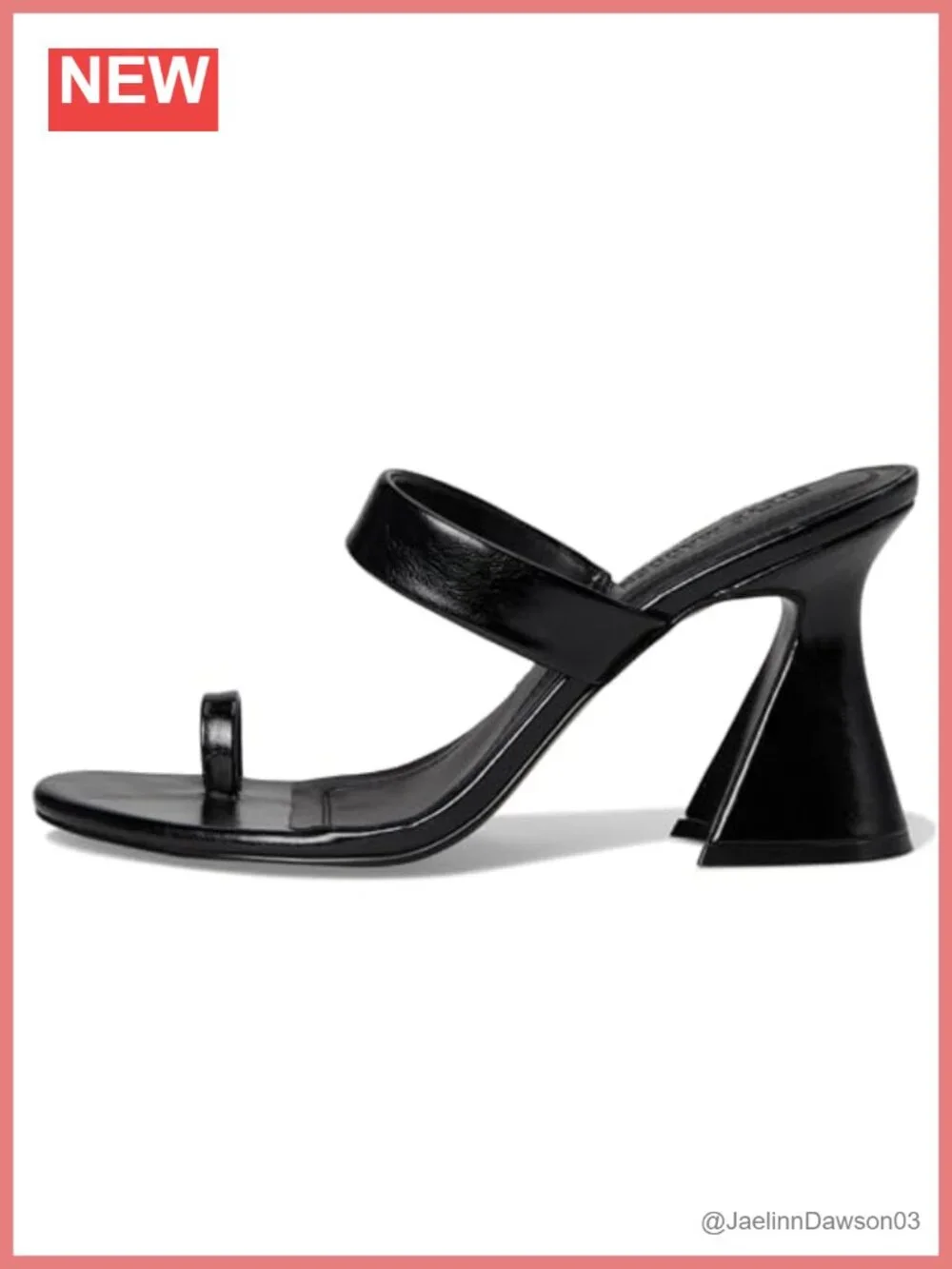 Black Heeled Sandals Slide Block Heel Dressy Party Shoes